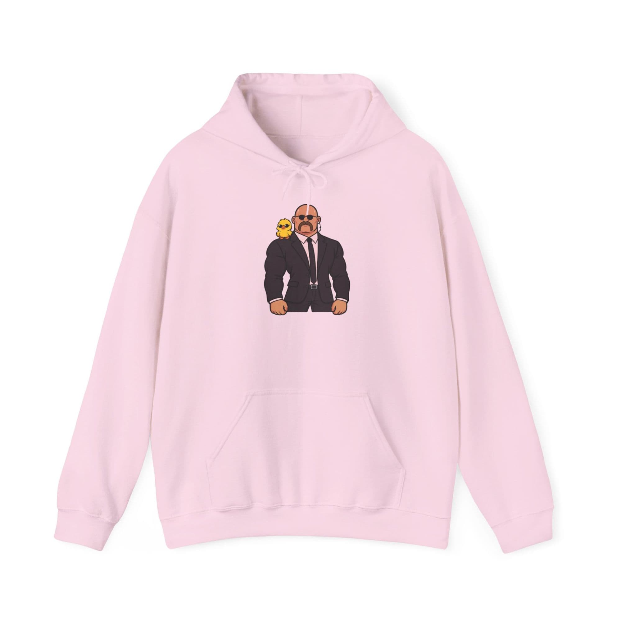 Big Magnus Hoodie in pink, front: Magnus with the duck