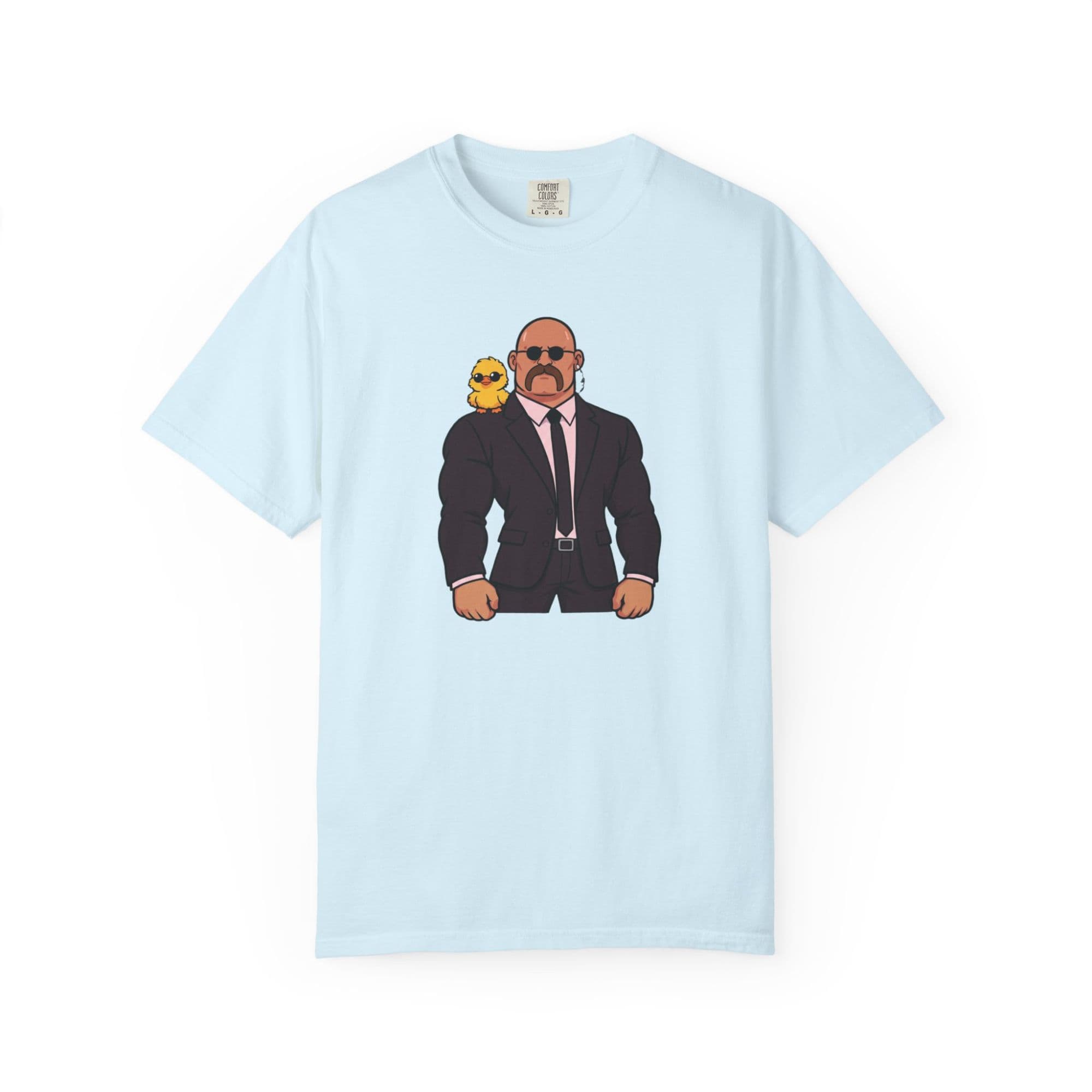 Big Magnus Tee in light blue, front: Magnus with the duck