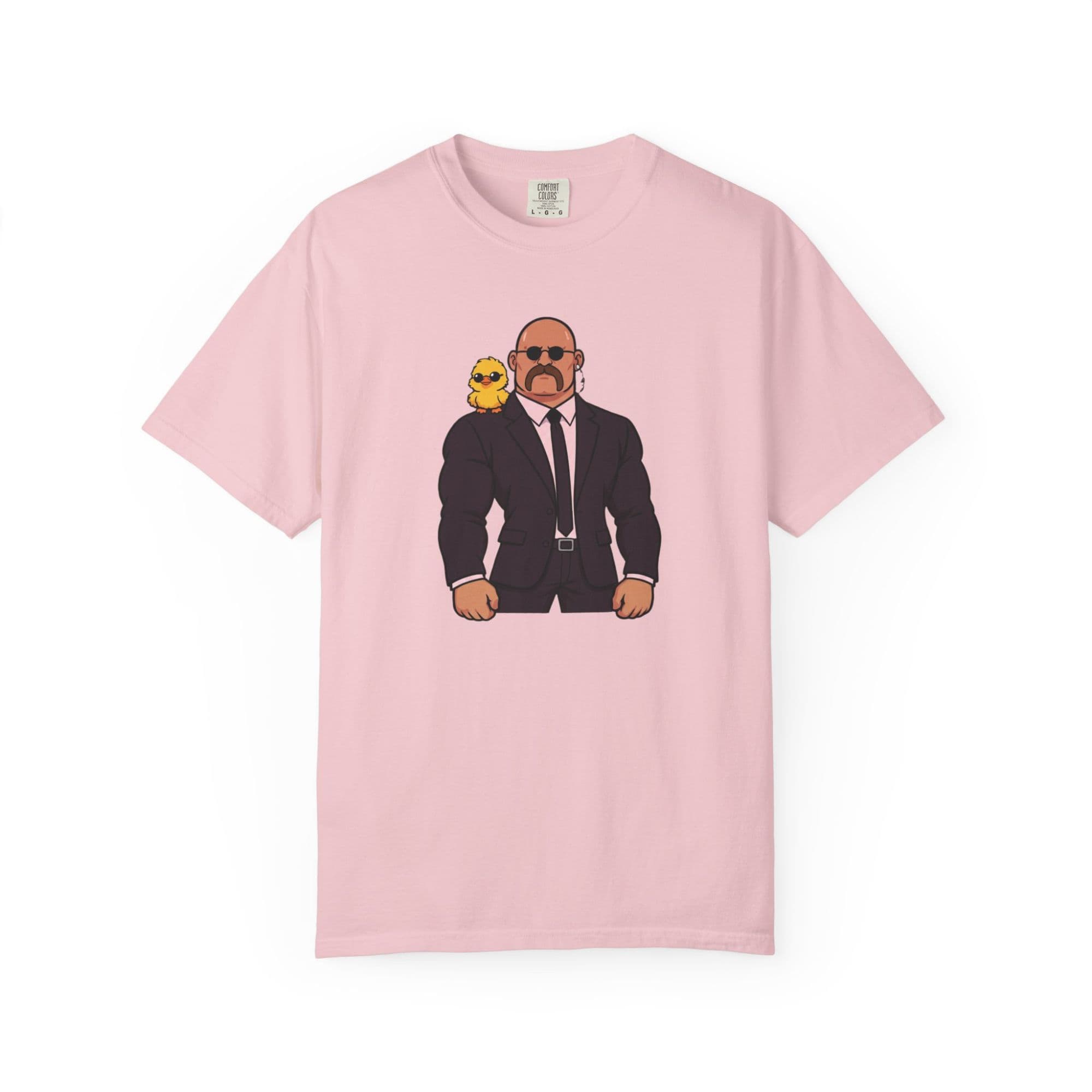 Big Magnus Tee in pink, front: Magnus with the duck