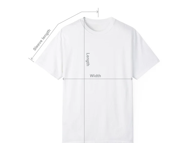 Where the tee is measured: width, length and sleeve length