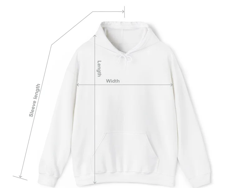 Where the hoodie is measured: width, length and sleeve length